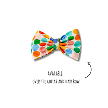 Load image into Gallery viewer, Colorful Dots Bow Tie made with Alligator hair clip, over the collar or elastic headband
