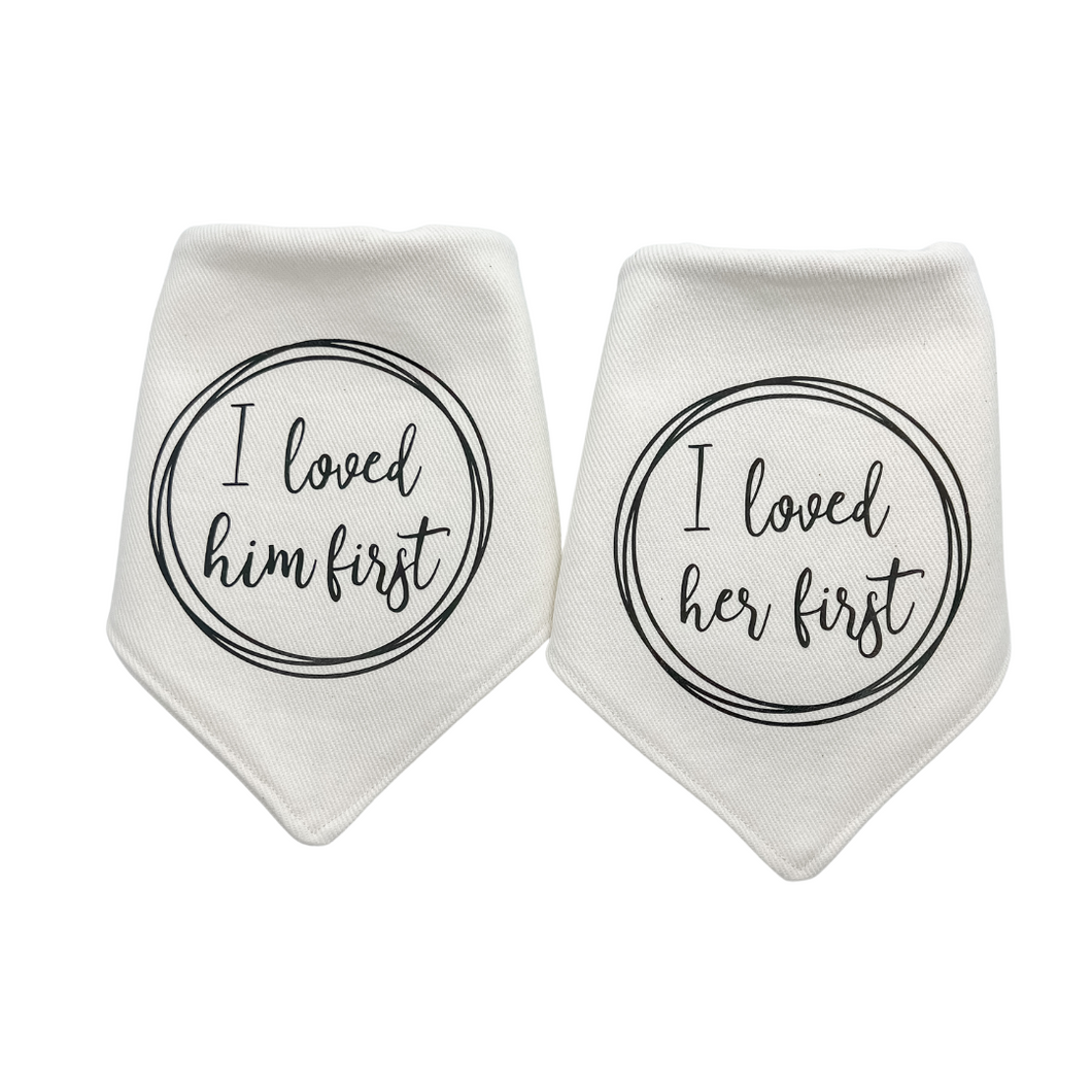 I loved her/him first Wedding Bandana with soft macrame cord tie closure